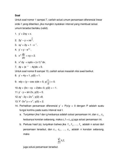 Contoh Soal Diferensial Pelajaranku