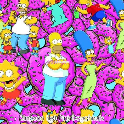 Simpsons Hot Pink Doughnuts Fabric Purpleseamstress Fabric