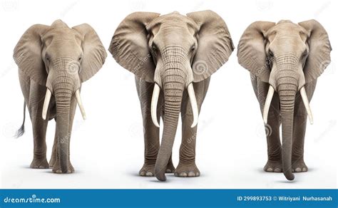 elephant front views isolated  white background generative ai stock