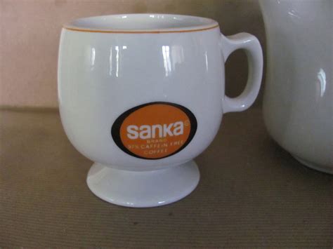 Vintage Sanka Coffee Pot And Mug 1970s Halls China Etsy