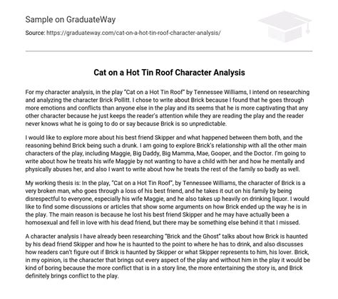 Cat On A Hot Tin Roof Character Analysis Essay Example GraduateWay
