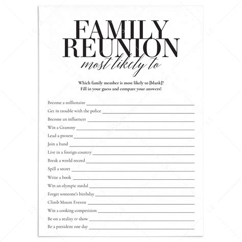 Who Is Most Likely To Game for Family Reunion | Printable – LittleSizzle