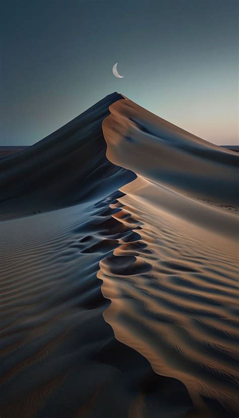 Serene Desert Dune Landscape With Crescent Moon Art Playground