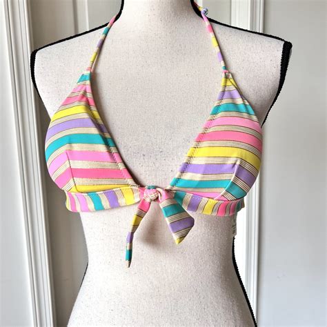 Victorias Secret Rainbow Striped Triangle Top Bikini Gem