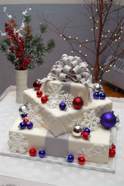 Beautiful Christmas Wedding Cakes Christmas Wedding Cake — Square Wedding Cakes Marinag