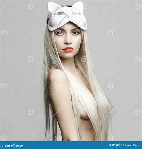 Blonde In Cat Mask Stock Photo Image Of Girl Costume