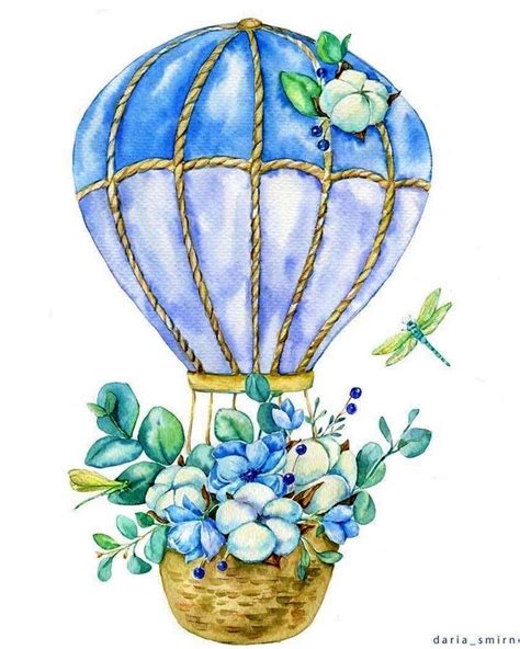 Hot Air Balloon Watercolor Painting