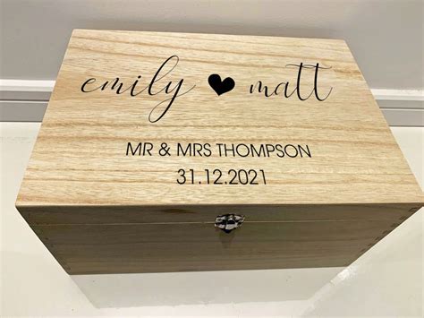 Large Personalised Engraved Wooden Wedding Keepsake Memory Box Etsy