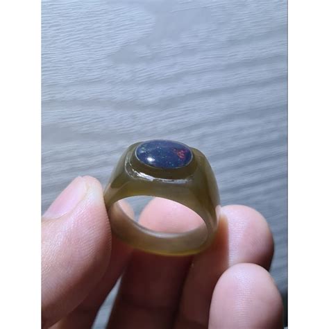 Jual Batu Kalimaya Black Opal Banten Ring Tanduk Bule Asli Maja Ks9