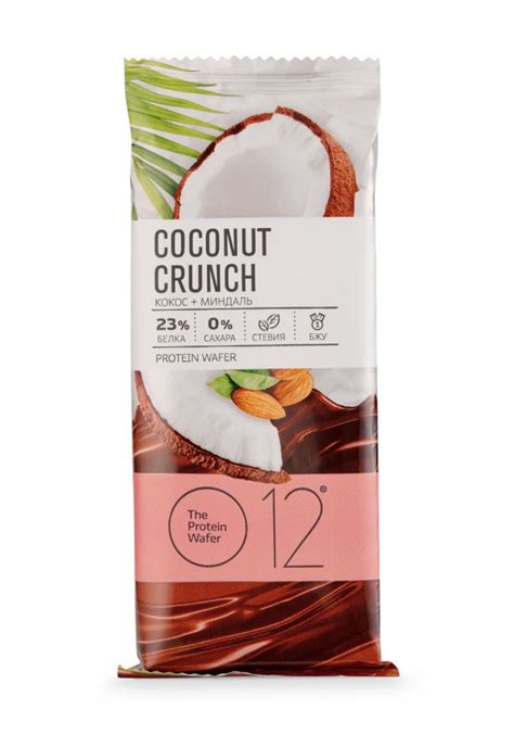 Батончик О12 Protein Wafer со вкусом кокос + миндаль ( coconut crunch ...
