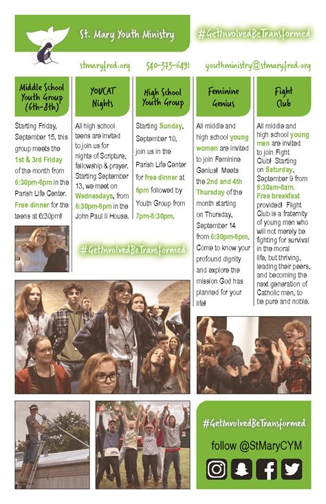 Youth Ministry Schedule Saint Mary Of The Immaculate Conception Roman