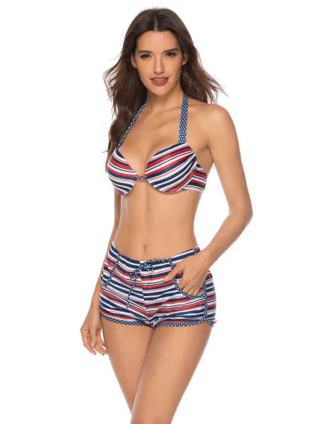 Dropship Stripes Bikini Set Swimsuit Suit To Sell Online At A Lower