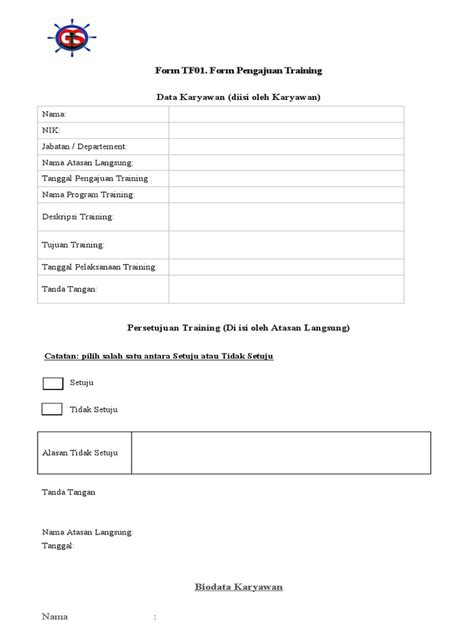 Tf01 Form Pengajuan Training Pdf