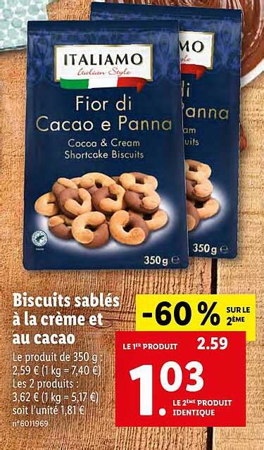 Promo Biscuits Sabl S La Cr Me Et Au Cacao Italiamo Chez Lidl