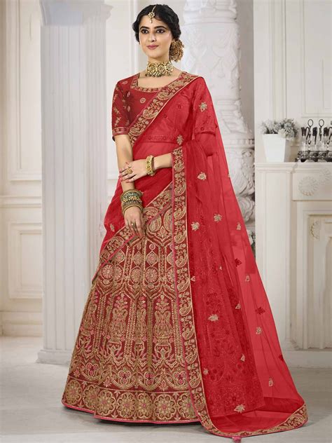 Red Colour Silk Fabric Designer Bridal Lehenga Choli