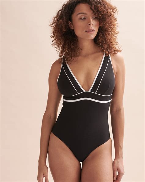 SEA LEVEL ELITE Plunge One Piece Swimsuit Black Bikini Village