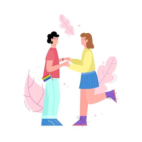 Premium Vector Lesbian Couple Characters Holding Hands Flat Vector