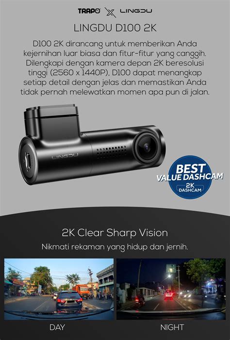 Lingdu D100 2K Dash Cam - Trapo Indonesia