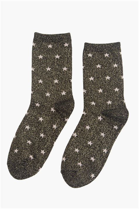 Black Gold Lurex Star Socks Neon Marl