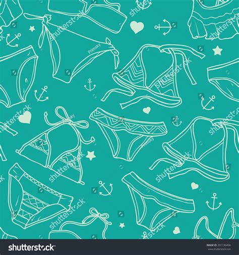 Bikini Beach Seamless Vector Pattern Illustration Stock Vector Royalty Free