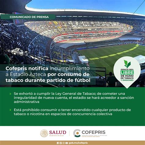 Cofepris Notifica Incumplimiento A Estadio Azteca Por Consumo De Tabaco