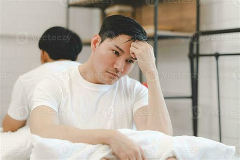 Asian Gay Couple Relationship Conflict And Divorce Unhappy And Sad Gay Couple Going Through