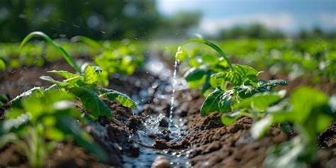 Premium Photo Drip Irrigation System Providing Water To Crops In A