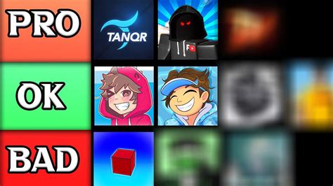 So I Ranked THE BEST YOUTUBERS In Roblox BedWars Tier List YouTube