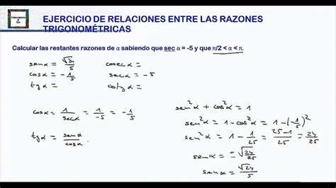 Ejercicio De Relaciones Entre Razones TrigonomÉtricas Hd Youtube