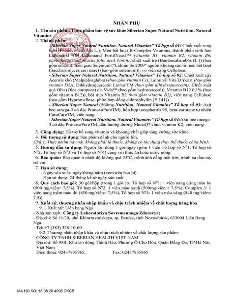 Thực phẩm bảo vệ sức khỏe Siberian Super Natural Nutrition. Natural Vi ...