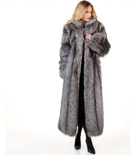 Women S Full Length Silver Fox Fur Coat Fursource