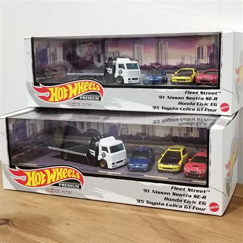 Hot Wheels Premium Garage Box Jdm Honda Civic Eg Nissan Sentra Toyota Celica Gt Four New