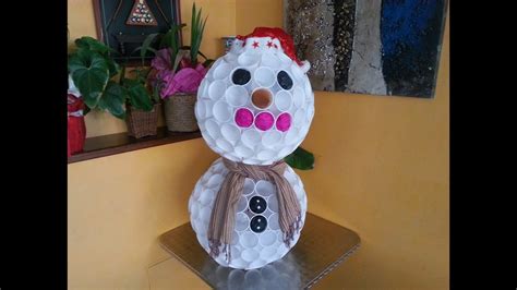 TUTORIAL PUPAZZO DI NEVE Con I BICCHIERI Di PLASTICA DIY YouTube