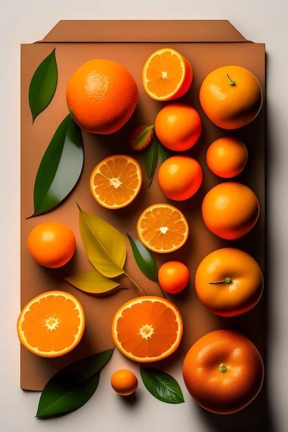 Premium Photo Orange Fresh Tangerines With Green Leaves In Brown