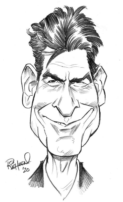 Charlie Sheen Caricature Sketch Celebrity Caricatures Caricature