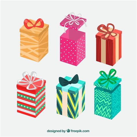 Free Vector Isometric Christmas Gift Set