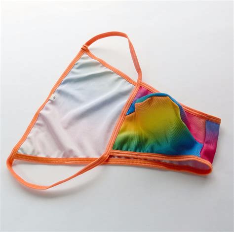 K P Mens String Bikini Sexy Tanga Bulge Pouch Swim Bikini Rainbow Color Print Ebay