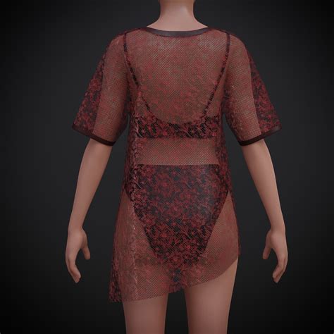 D Model Women Lingerie Bikini Set And Crotchet Shirt Swimsuit Outfit Vr Ar Low Poly