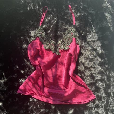 Vintage Cranberry Red Satin Lingerie Slip Top With Depop