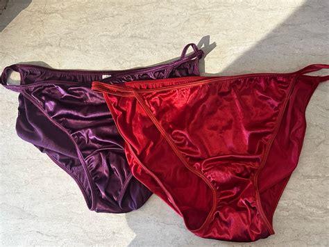 Vintage Cacique Satin String Bikini Panties 14 16 Lot Gem