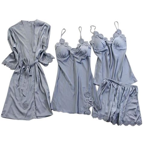 SKY Pyjama en satin de soie pour femme Chemise nuit Lingerie Robes Sous vêtements Vêtements Sexy