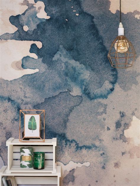 Ink Blot Watercolor Paint Wallpaper Mural Hovia Pittura Carta Da