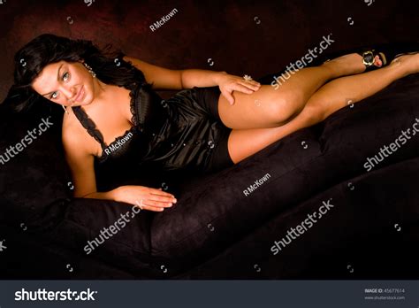 Sexy Brunette Fashion Model Black Corset Nh C S N Shutterstock
