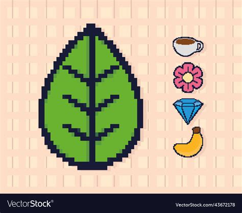 Pixel Art Set Royalty Free Vector Image Vectorstock