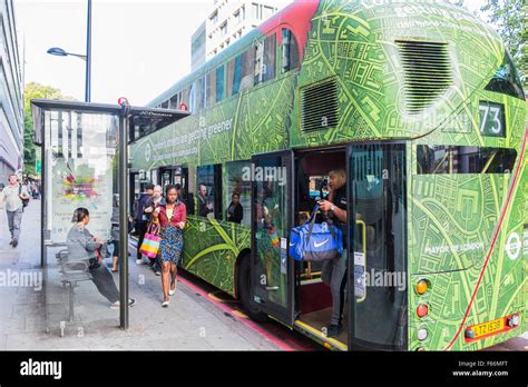 Route 73 Greener Bus London England Uk Stock Photo Alamy