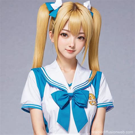 Blonde Twin Tail Giant Milk Summer Uniform Stable Diffusion Online