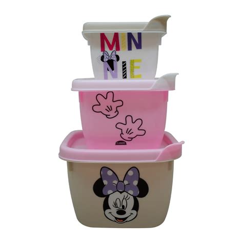 Conjunto 3 Potes Conect Disney Quadrado Minnie Baby Shopee Brasil