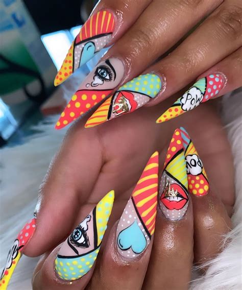 La Rue Nails Spa On Instagram Pow Comic Nail Art Pop Art Nails