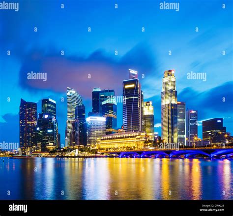 Singapore City Skyline At Night Stock Photo Alamy