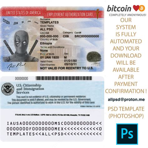 Usa Employment Authorization Card Template All Psd Templates